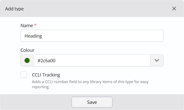 Adding a ChurchSuite plan item type named "Heading"