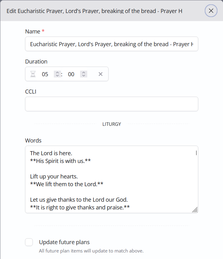 Screenshot of ChurchSuite library item