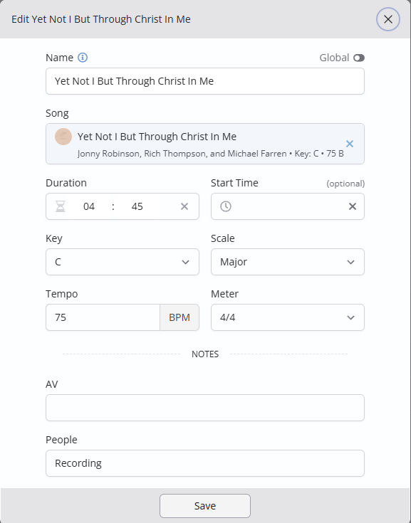 ChurchSuite plan item with a "People" note