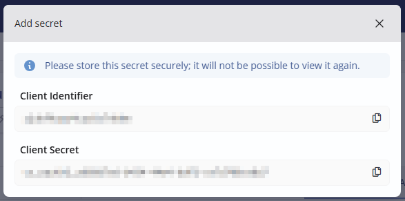 Your new API secret