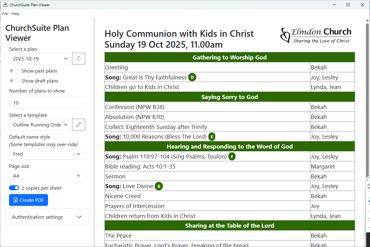 Screenshot of ChurchSuite Plan Viewer