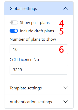 Further controls to help select a plan